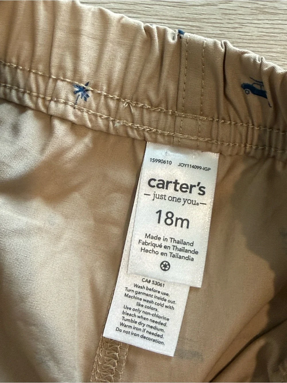 Carter's Khaki Shorts with Navy Accent Print - Picture 5 of 5